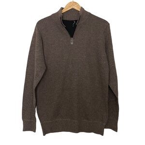 True Rock Brown Quarter Zip Sweater Pullover Men's Sz Large